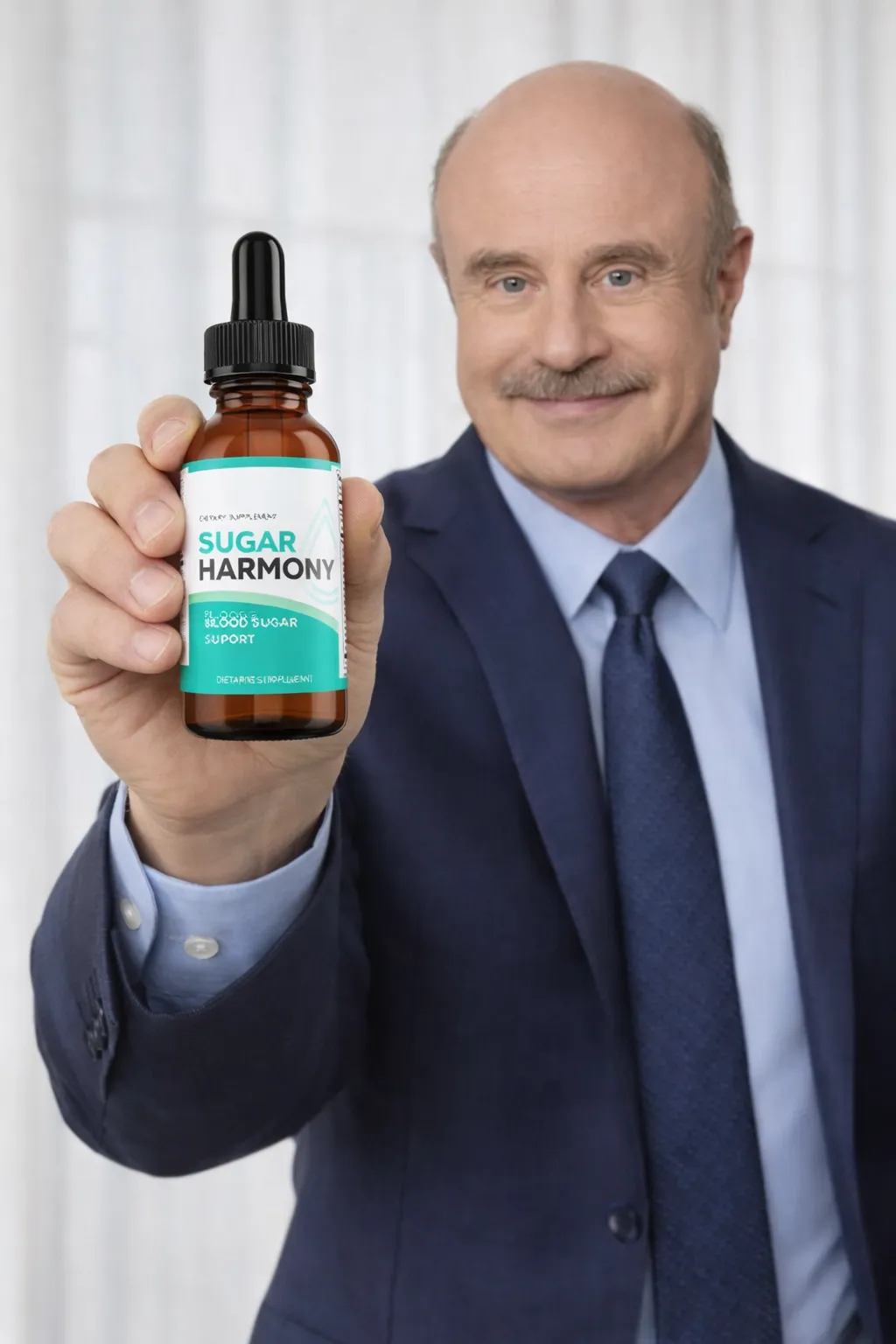 Man holding Sugar Harmony bottle